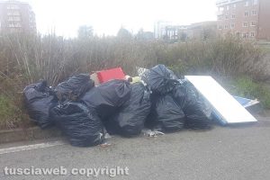 Viterbo - Immondizia, televisori e frigoriferi davanti al tribunale