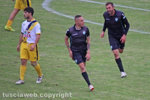 Sport - Calcio - L'esultanza dell'Olbia dopo l'1-0 segnato alla Viterbese