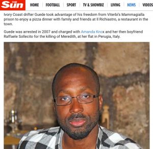 The Sun rilancia la notizia pubblicata da Tusciaweb su Rudy Guede
