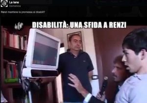 Un'immagine del servizio delle Iene sui disabili con protagonisti i fratelli tarquiniesi Carlo e Marco Gentili 