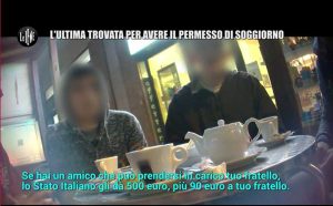 Un'immagine del servizio delle Iene sui permessi di soggiorno