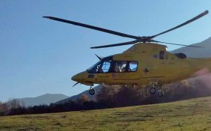 L'intervento dell'elisoccorso sul luogo dell'incidente