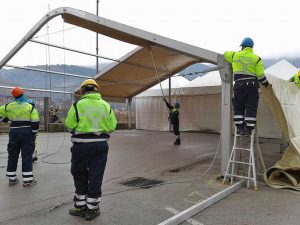 Aeopc Tarquinia - Il montaggio delle tende nelle zone terremotate
