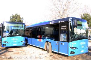 Viterbo - I nuovi mezzi Cotral schierati al Riello