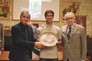 Tarquinia - L'assessore Celli, Alessandro Cesarini, vincitore del premio “Angelo Jacopucci” e il delegato provinciale Coni, Pica