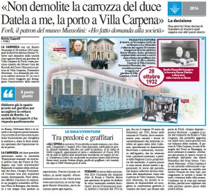 Carrozza del duce - L'articolo sul Resto del Carlino