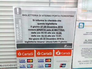 Cartello alla stazione di Viterbo Porta Fiorentina