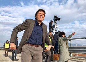 Gianni Morandi sul set nella Tuscia