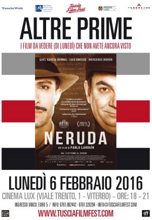 Locandina di Neruda, in programma il 6 febbraio