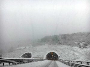 La neve incontrata dai due consiglieri durante il viaggio