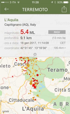 Terremoto - Una delle scosse del 18 gennaio 2017