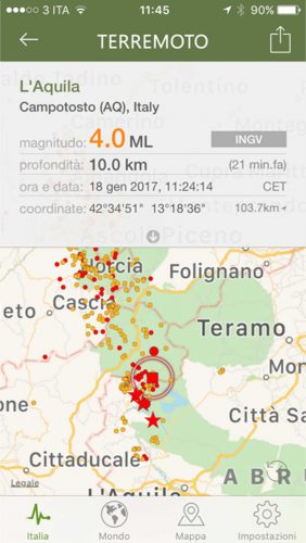 Terremoto - Una delle scosse del 18 gennaio 2017