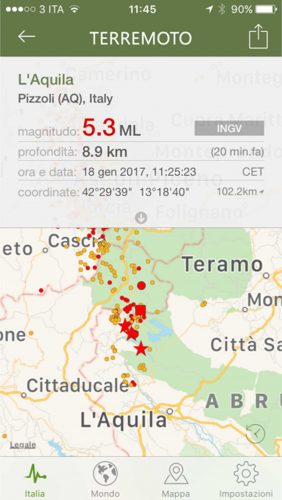 Terremoto - Una delle scosse del 18 gennaio 2017