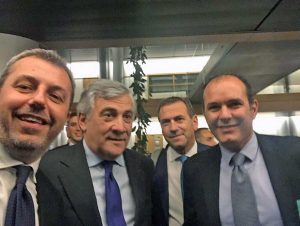 Sergio Caci tra gli ospiti alla elezione di Tajani a presidente del parlamento europeo