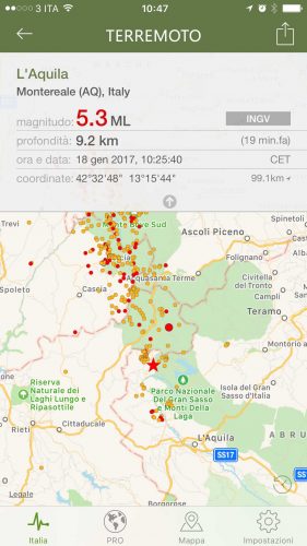 Terremoto - Una delle scosse del 18 gennaio 2017