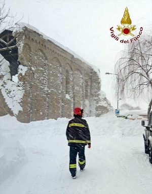 Amatrice - Maltempo e terremoto, vigili del fuoco al lavoro