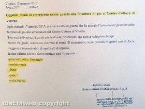 L'avviso di guasto degli impianti gas nei locali della ditta Serenissima