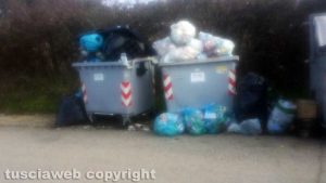 Viterbo - Cassonetti straripanti tra strada Palanzana e strada Respoglio
