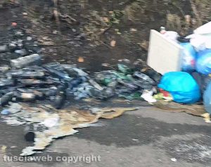 Viterbo - Rifiuti incendiati a Strada Fagiano