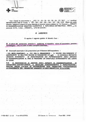 Tarquinia - Potabilità dell'acqua - La nota della Asl