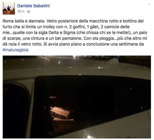 Il post del consigliere Daniele Sabatini