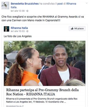 Il post con Rihanna e la borsa di Benedetta Bruzziches