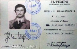 Corchiano - Il tesserino di corrispondente del Tempo di Giuliano Magrini 