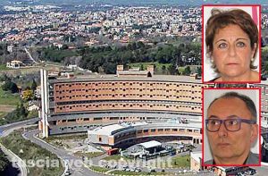 Viterbo - Il corpo A3 dell'ospedale di Belcolle - Nei riquadri Antonella Proietti e Giuseppe Cimarello