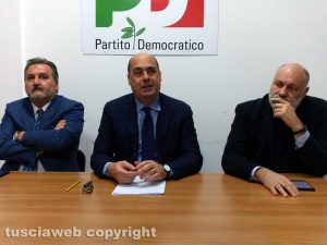 Panunzi, Zingaretti e Valentini alla sede del Pd in via Polidori