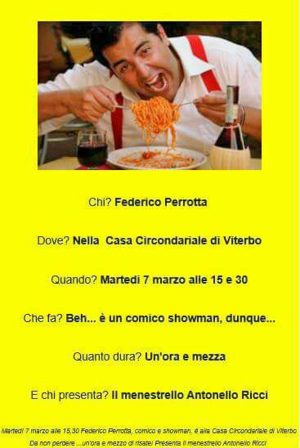 Federico Perrotta, un comico a Mammagialla