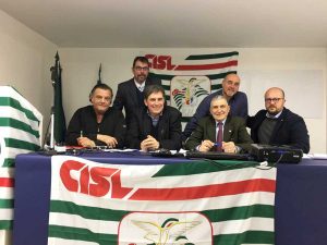 Maurizio Peruzzi, Nazzareno Leoni, Massimo Vespia, Franco Figliacconi (Cisl-Fsn Viterbo)