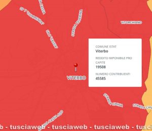 Classifica redditi Twig - Viterbo è il comune più ricco della Tuscia