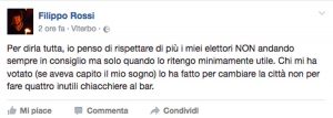 Il post di Filippo Rossi sulla sua presenza in consiglio comunale 