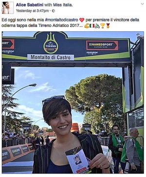 Montalto di Castro - Alice Sabatini madrina della terza tappa della Tirreno-Adriatico 2017