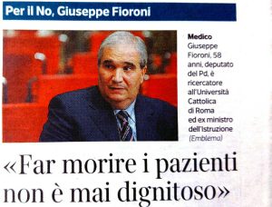 Giuseppe Fioroni - Biotestamento - L'intervista al Corriere della Sera