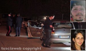 Orte - L'auto del femminicidio - suicidio e nei riquadri Francesco Marigliani e Silvia Tabacchi