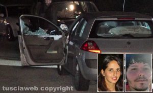 Orte - L'auto del femminicidio - suicidio e nei riquadri Silvia Tabacchi e Francesco Marigliani