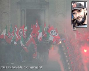 Vallerano - La manifestazione di Casapound contro la violenza e nel riquadro Jacopo Polidori