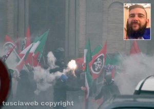 La manifestazione di Casapound a Vallerano - Nel riquadro Jacopo Polidori