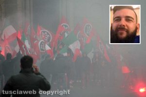 Vallerano - La manifestazione di Casapound contro la violenza e nel riquadro Jacopo Polidori