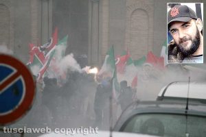 Vallerano - La manifestazione di Casapound contro la violenza - Nel riquadro Jacopo Polidori