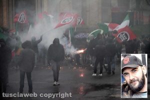 Vallerano - La manifestazione di Casapound contro la violenza - Nel riquadro Jacopo Polidori