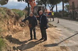 Tarquinia - Mauro Mazzola al cantiere sulla provicniale Monterozzi
