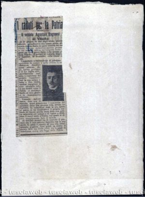 Articolo di giornale su Agostino Ragonesi morto durante la Prima guerra mondiale