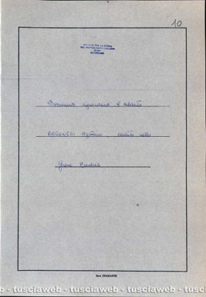 Cartellina su Agostino Ragonesi morto durante la Prima guerra mondiale