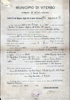 Certificato di morte di Agostino Ragonesi caduto durante la Prima guerra mondiale