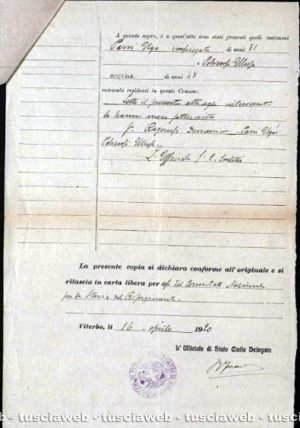 Certificato di morte di Agostino Ragonesi caduto durante la Prima guerra mondiale