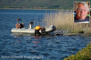 Ronciglione - Cadavere emerge dal lago di Vico - Nel riquadro Alfredo Martinangeli