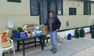 La consegna dei generi di prima necessità a Norcia