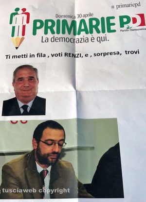 Primarie Pd - Il volantino con Fioroni ed Egidi